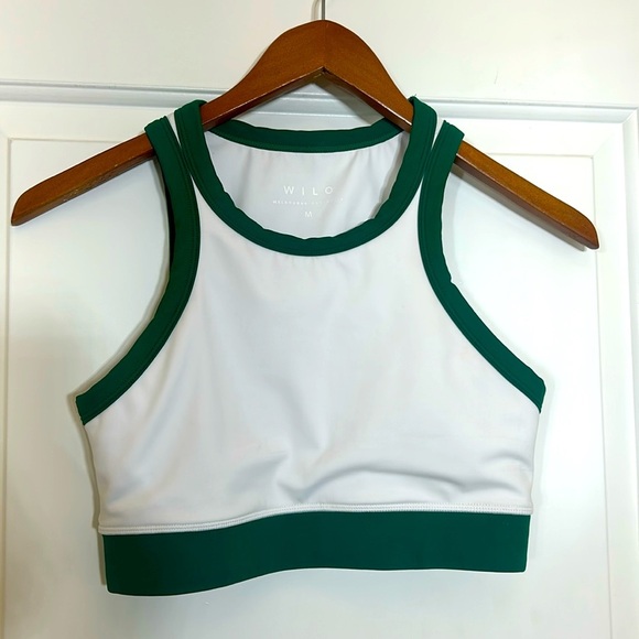 Wilo The Label, Green and White Sports Bra size M - Picture 1 of 8